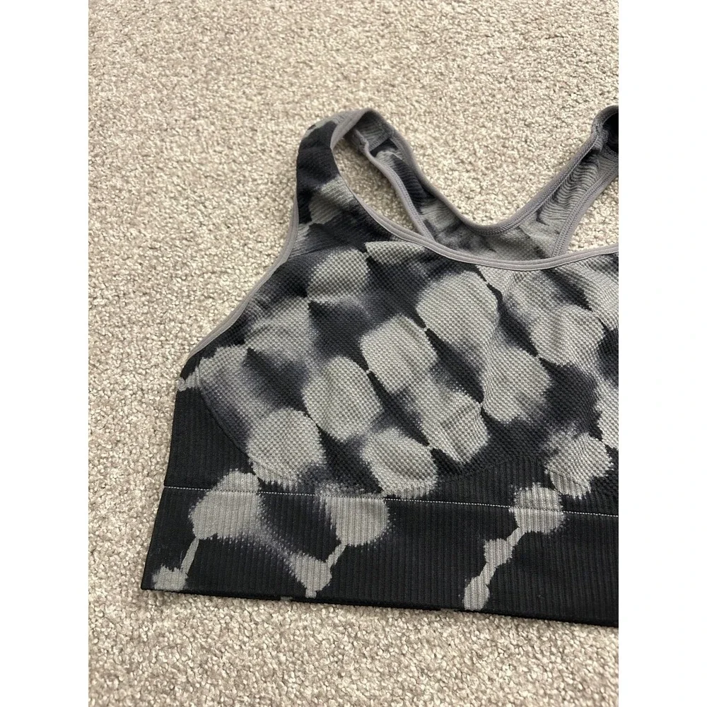 PINK Victoria's Secret Sport Bra Womens XL Black Grey Excellent Tie Dye Seamless
